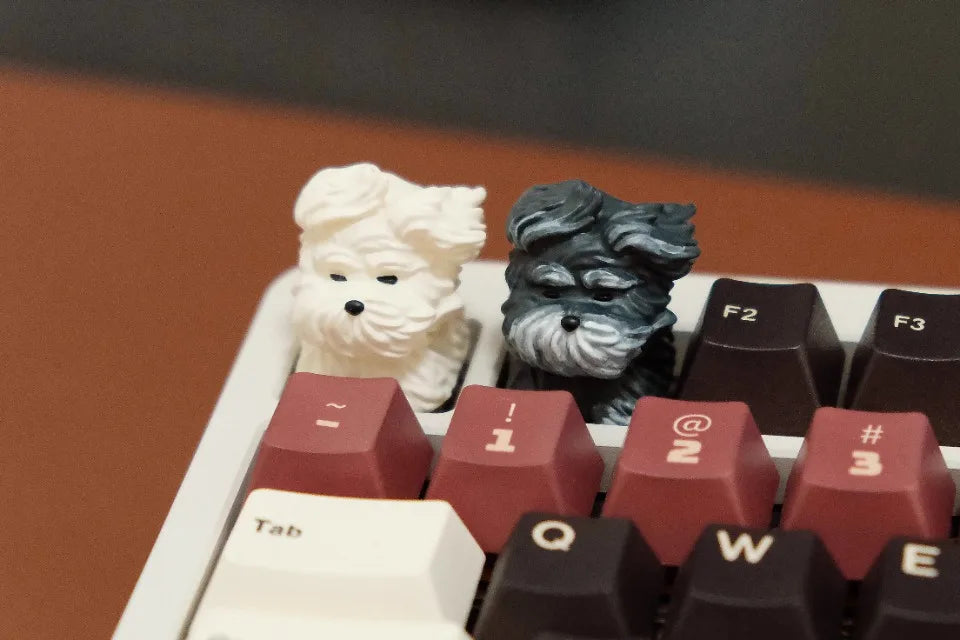 Cute Puppy Keycap Custom Schnauzer Resin Keyboard Cap Cherry MX 1U Handmade Anime Artisan KeyCap for Mechanical Keyboard Gift