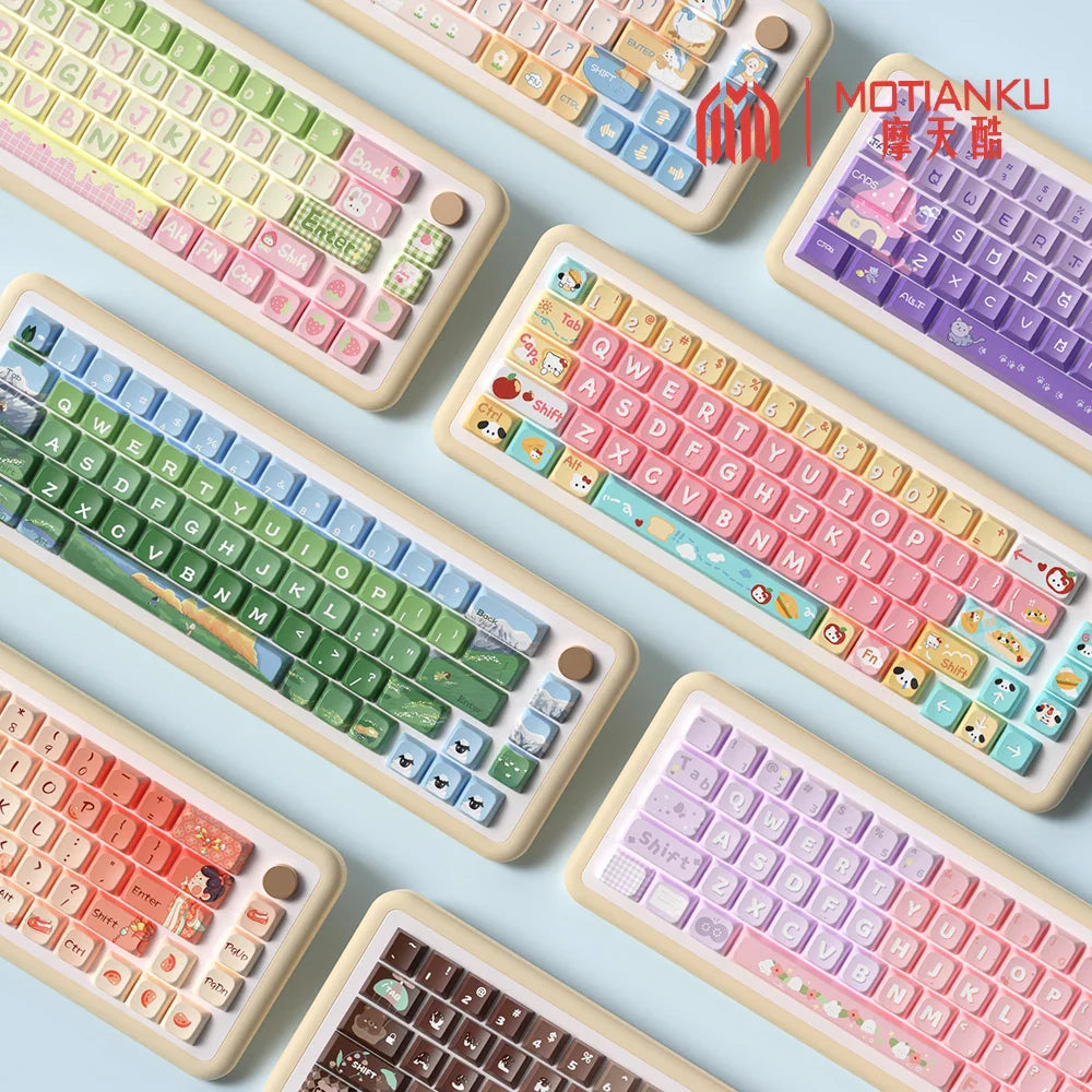 138/158 keys Original Theme Keycaps MDA Profile cute Anime PBT Keycap custom For Mechanical Keyboard with iso layout