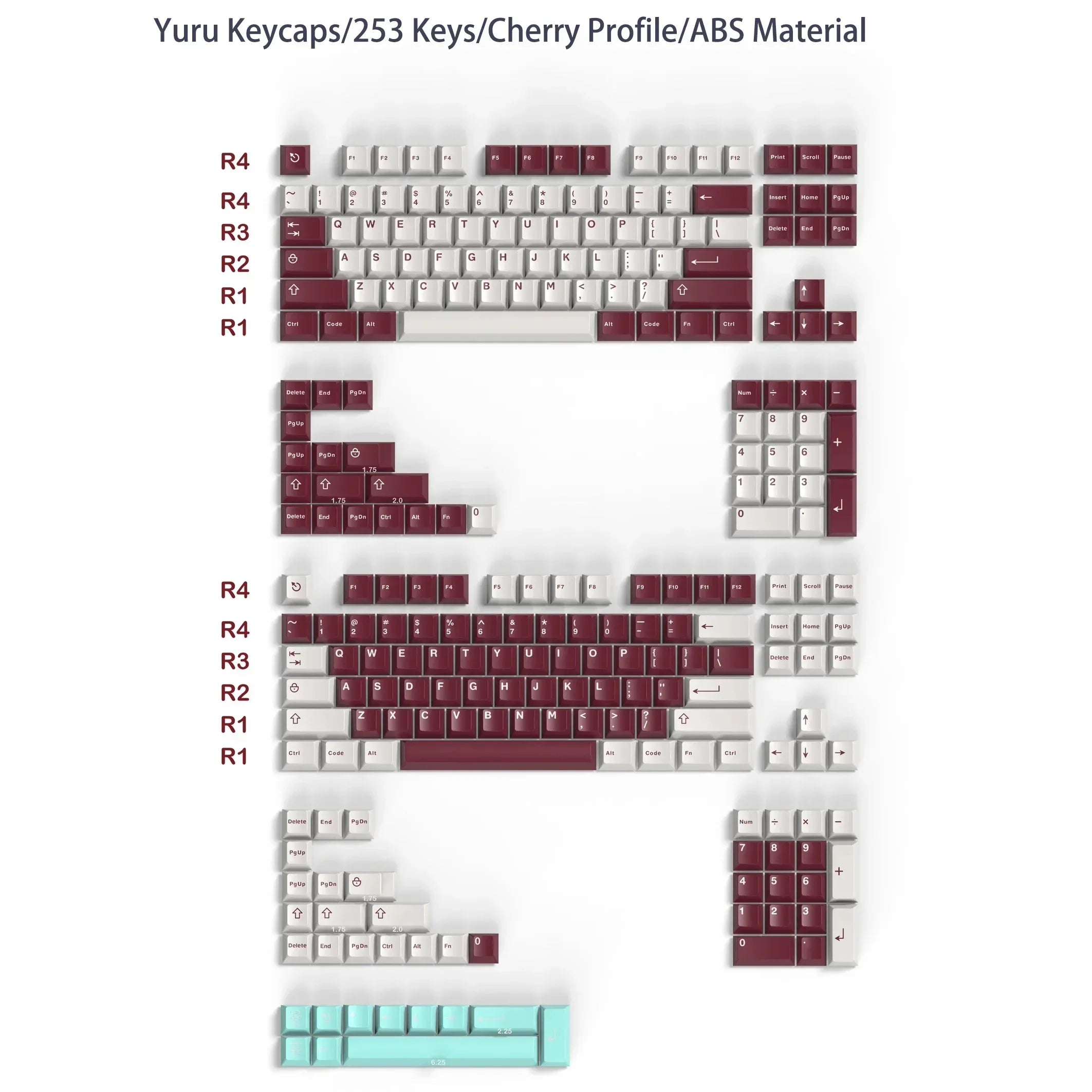 Cherry Profile 253 Keys Toxic Keycap Set Double Shot  Keycaps for Gateron MX Switches Mechanical Gamer Keyboard