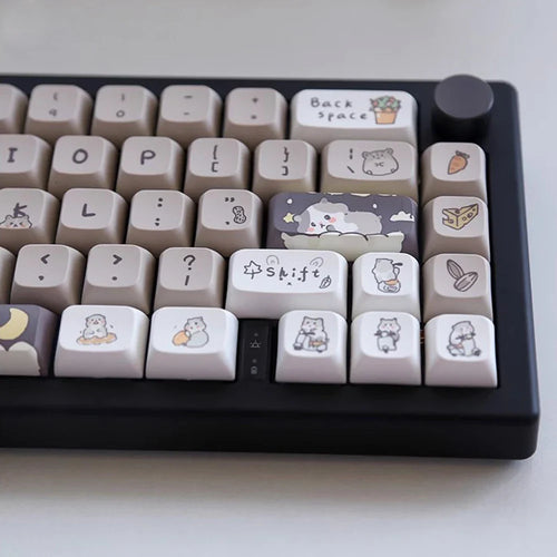 132 keys Cute Mouse Cartoon Theme Keycaps XDA Profile Key caps English for 61/64/68/84/87/96/98/104 Mechanical Keyboard Keycaps