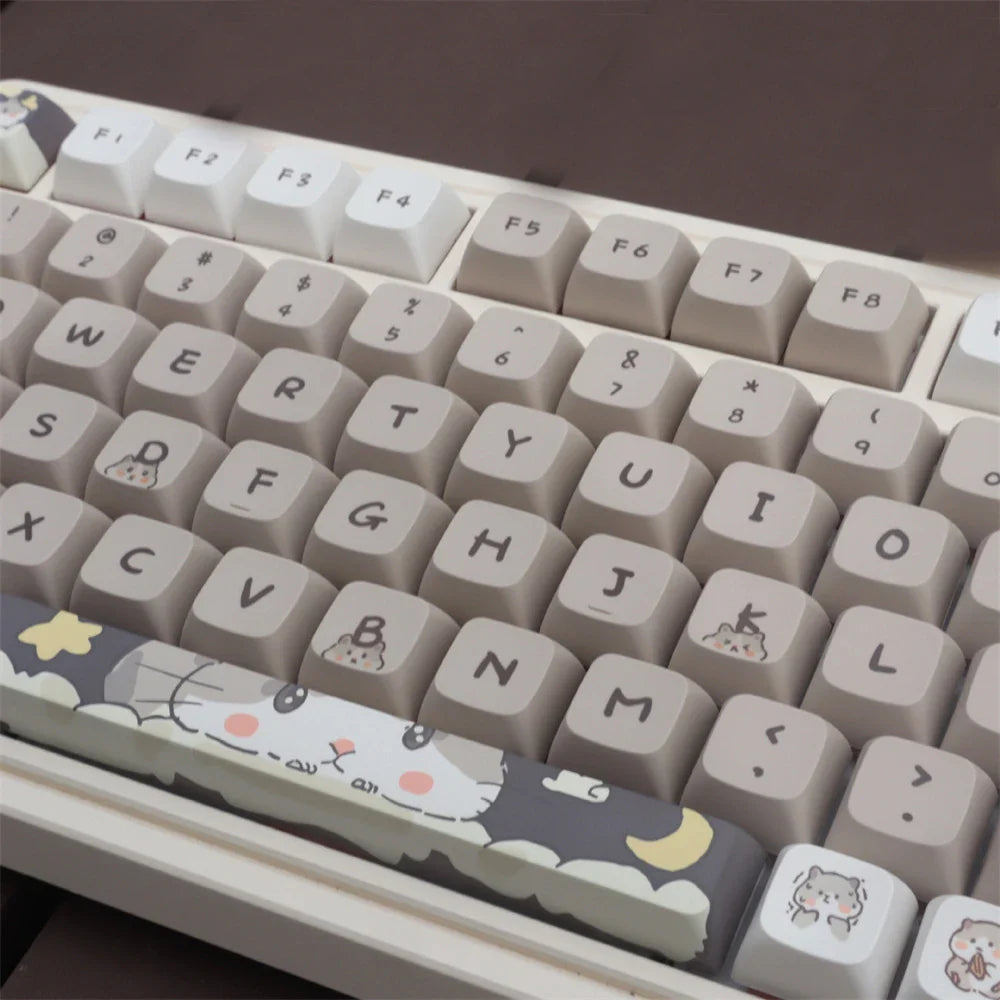 132 keys Cute Mouse Cartoon Theme Keycaps XDA Profile Key caps English for 61/64/68/84/87/96/98/104 Mechanical Keyboard Keycaps