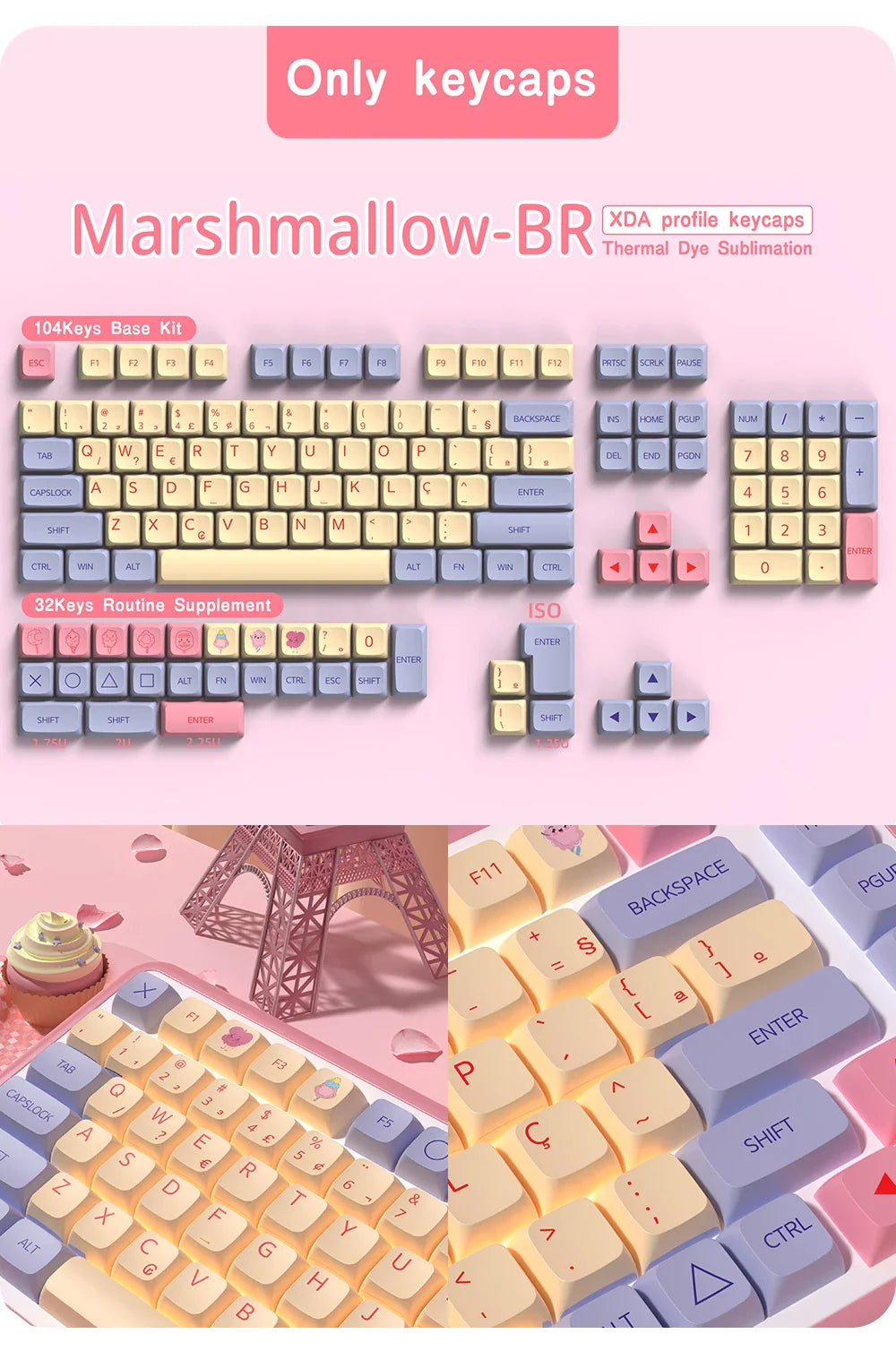 XDA Profile PBT keycaps Spanish Korean French German Portuguese Russian Japanese keycap For Cherry MX Mechanical Keyboard