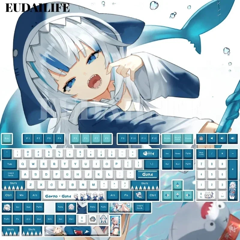 Hololive Vtuber Keycaps Tokoyami Towa Keycap PBT DYE Sublimation Cherry MX Cross Axis Switch Keycap for Mechanical Keyboard