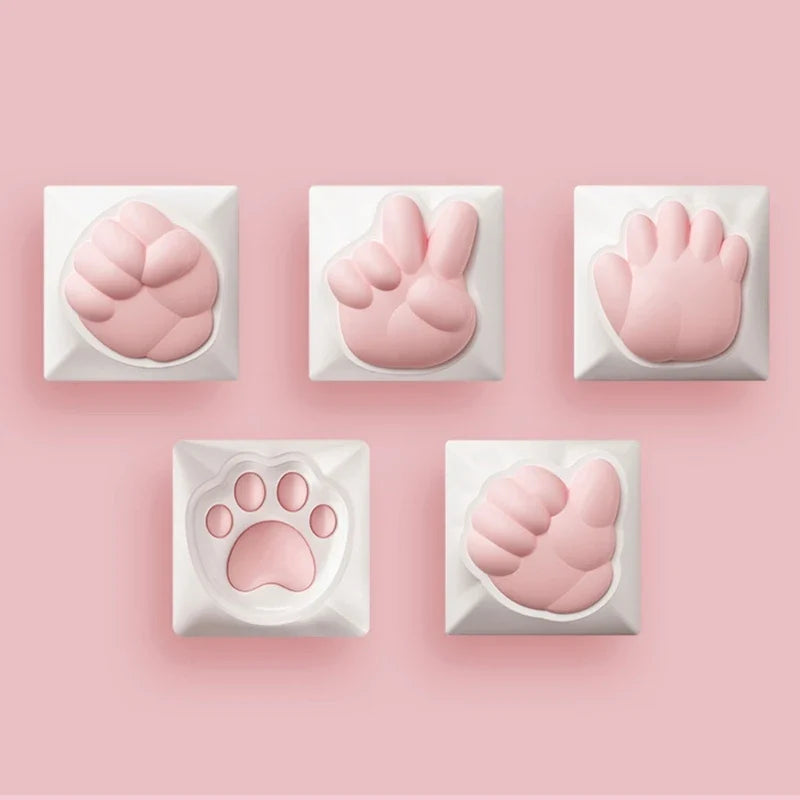 3D Soft Silicone Paw Keycap for Mechanical Keyboards and Colorful Keyboards Keycaps Supplies Sublimation Caps