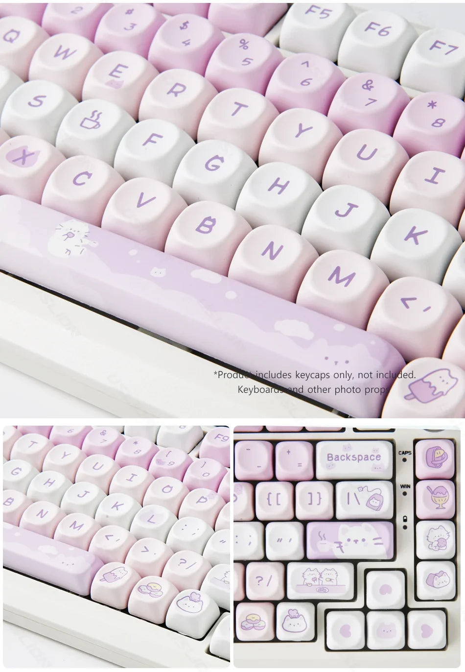 ULSION 132Keys MOA Profile Dog Cat Cartoon Keycaps for 61/64/68/78/84/87/96/104/108 Keys Gaming Mechanical Keyborad MX Swtiches