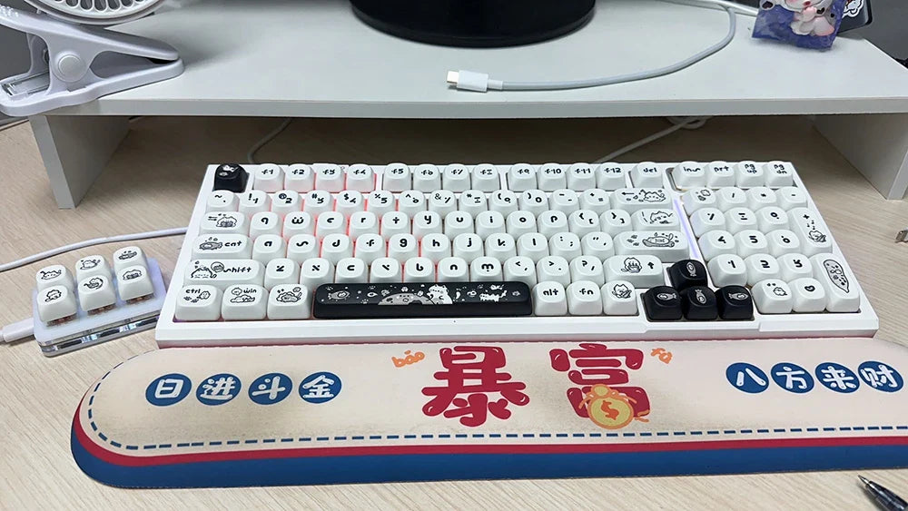 Naught Cat Black White Keycap 140 Keys MOA Profile PBT Keycaps Dye Sublimation for MX Switch Gaming Mechanical Keyboard Keycap
