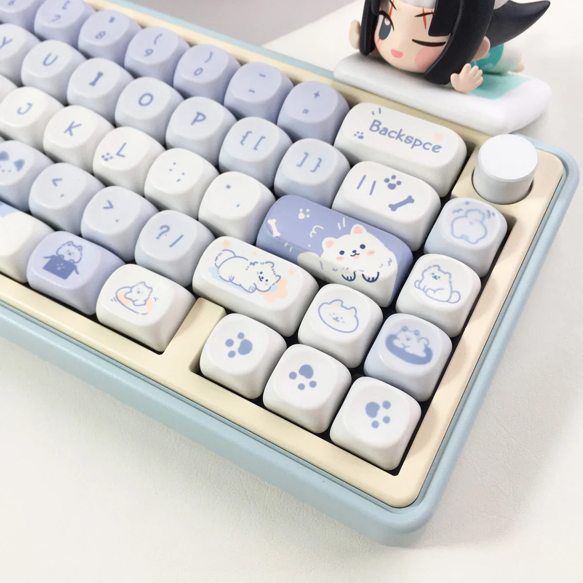 95Keys Cute Keycaps MOA Profile Cat Theme PBT Key Caps Pink Blue Puppy keycap for GK61 RK836 MX Switches Mechanical Keyboard