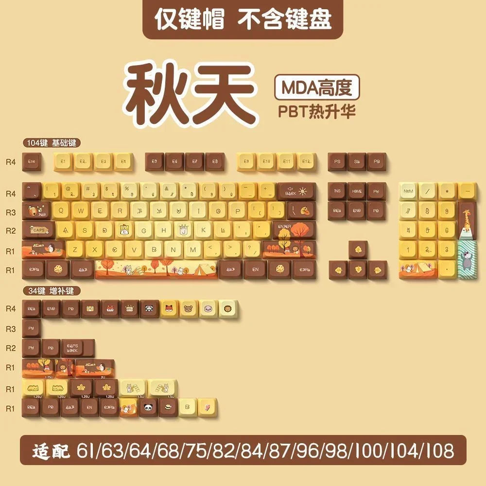 MDA Cartoon Personalized Keycap Set PBT Large Set Creative for MX Switch 60/84/90/104/108 Gaming Mechanical Keyboards