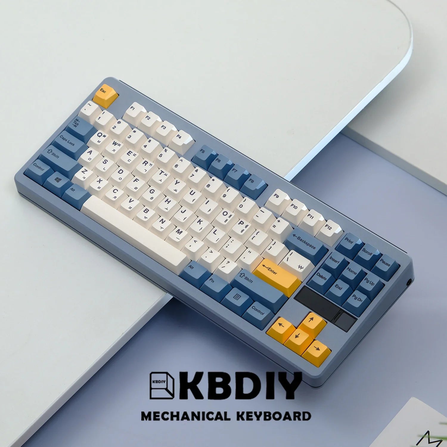 KBDiy 145 Keys/Set PBT Apricot Yellow Keycap Korean Cherry Profile Keycaps for Mechanical Keyboard 7U DIY Custom for GMK67 GMK75