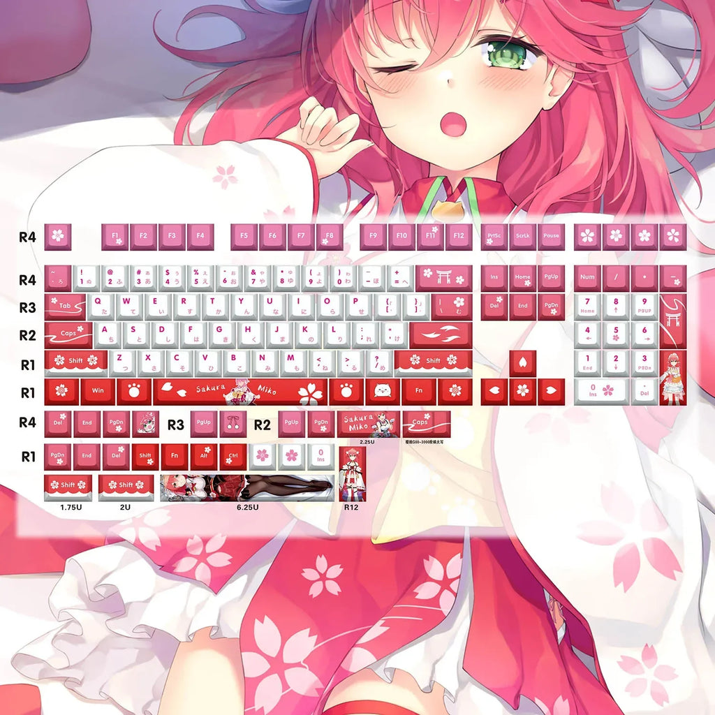 Hololive Vtuber Keycaps Tokoyami Towa Keycap PBT DYE Sublimation Cherry MX Cross Axis Switch Keycap for Mechanical Keyboard