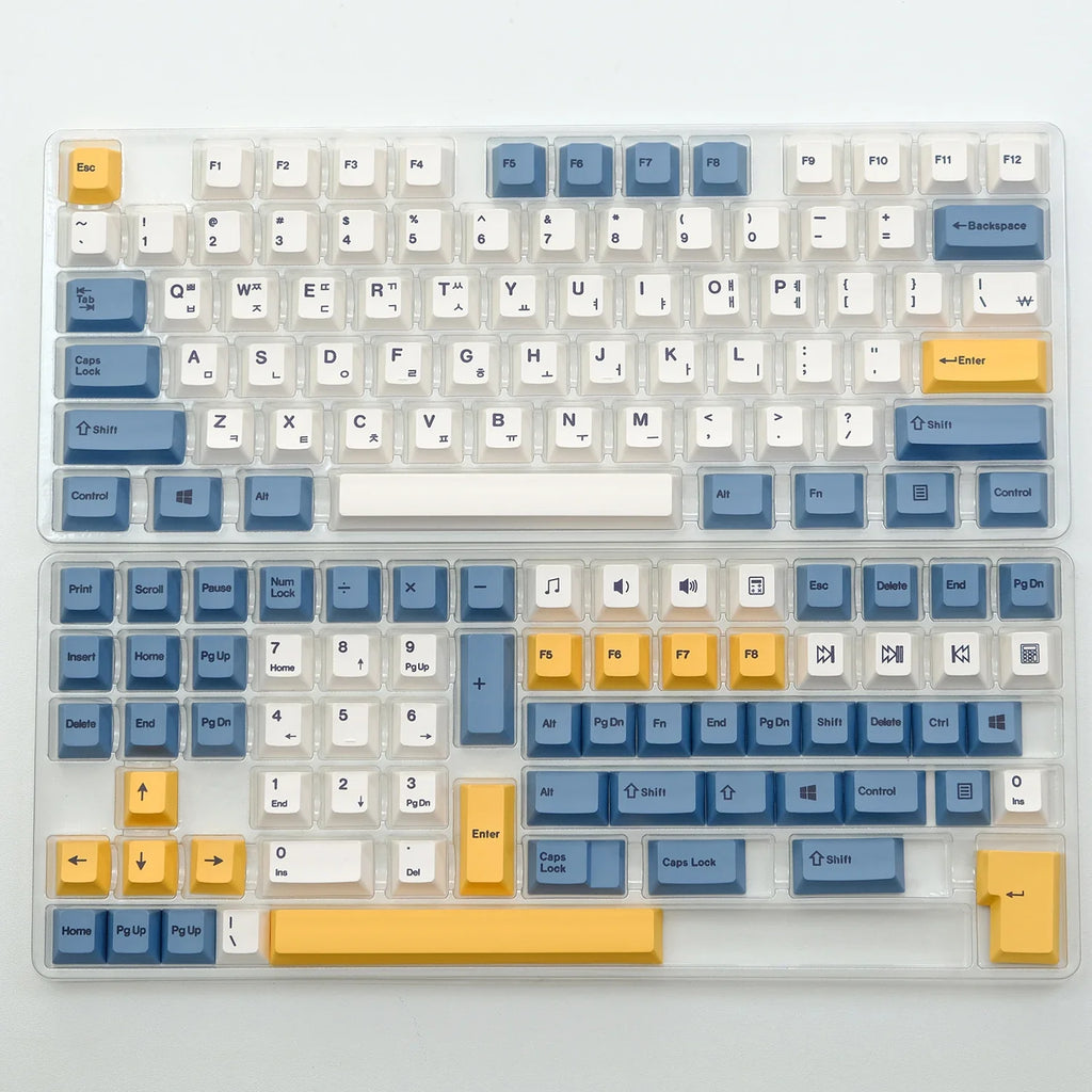 KBDiy 145 Keys/Set PBT Apricot Yellow Keycap Korean Cherry Profile Keycaps for Mechanical Keyboard 7U DIY Custom for GMK67 GMK75