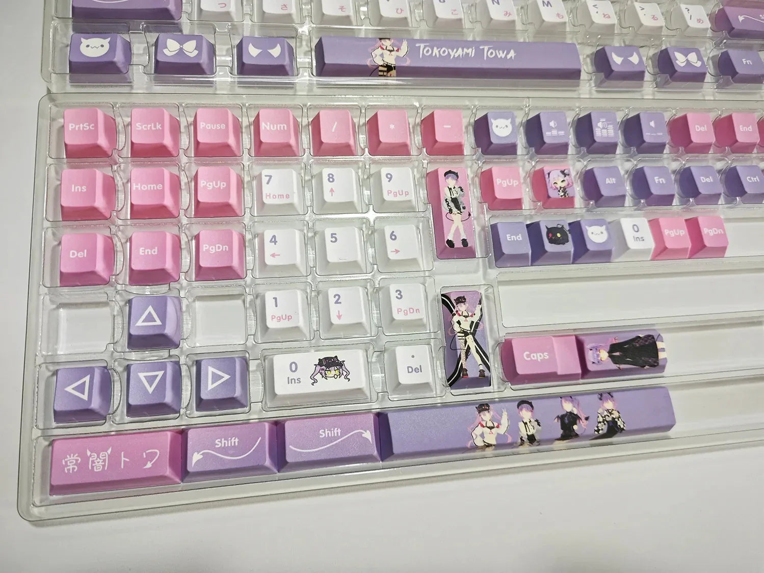 Hololive Vtuber Keycaps Tokoyami Towa Keycap PBT DYE Sublimation Cherry MX Cross Axis Switch Keycap for Mechanical Keyboard