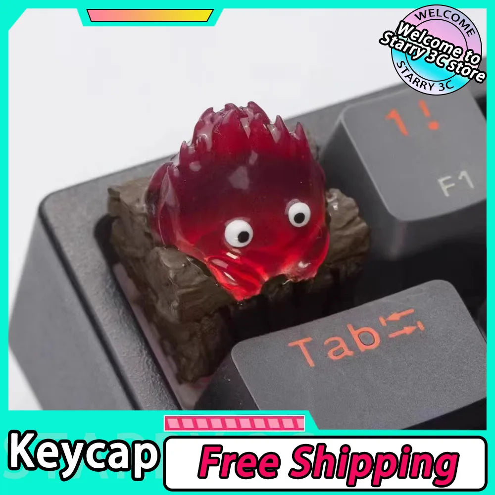 Calcifer Mechanical Keyboard Keycaps Customized Cute Keycap Cartoon Original Design Keycaps For Keyboard PC Gifts [In Stock]