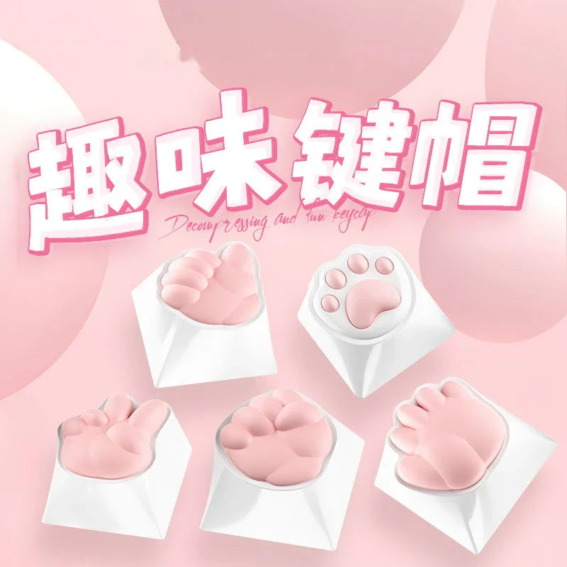 Cute Cat Claw Stone Scissors Cloth Praise Keycap Soft Silicone Oem High Beauty Girl Heart Girl'S Holiday Free delivery Gift