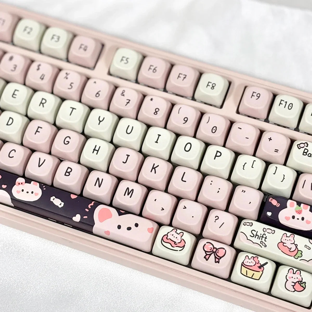 95Keys MOA Profile Cat Theme PBT Key Caps Pink Blue Puppy Cute  Keycaps for GK61 RK836 MX Switches Mechanical Keyboard