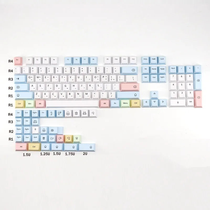 CuXiu PBT Chalk Keycaps 136 keys Dye Sub Keycap Set For Cherry MX Switches Mechanical Keyboard gh60 xd64 xd84 xd96 87 104