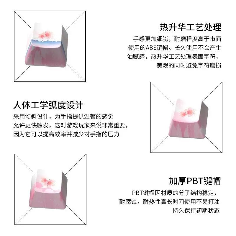 Cartoon anime Demon Slayer keycap thickened pbt thermal sublimation keycap 12 key mechanical keyboard replacement