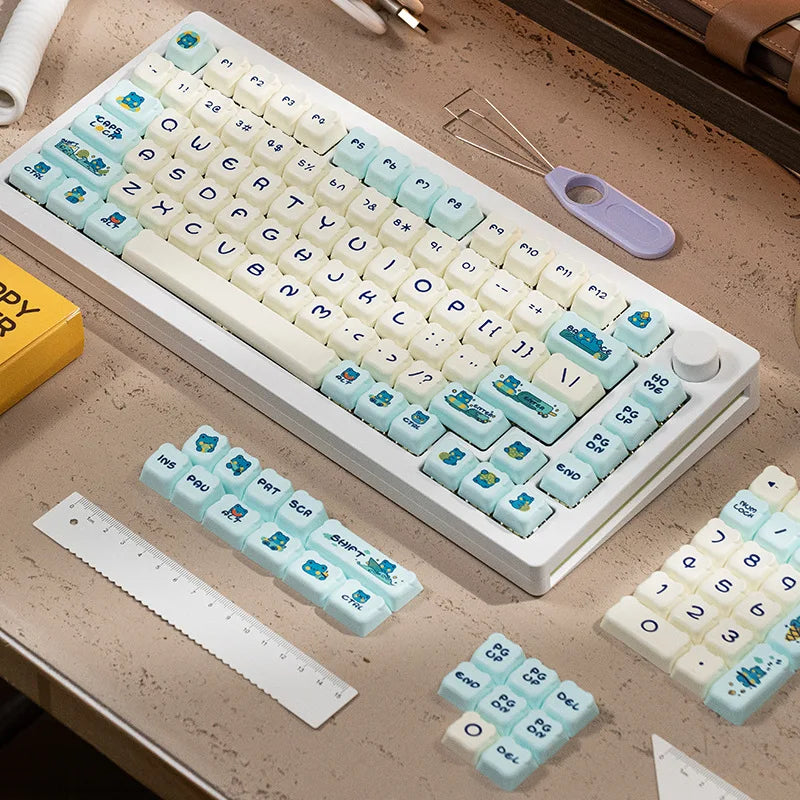 AKKO cute bear head theme keycaps PBT material two-color injection molding school office mechanical keyboard keycaps