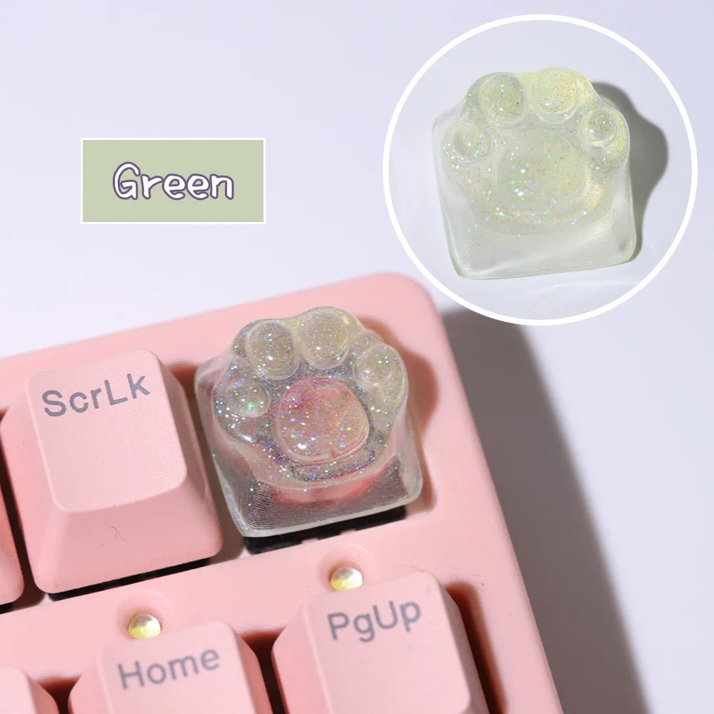 Purple Translucent Cat Paw Anime Kawaii Cute Keycap Cross Axis Backlit RGB Mechanical Keyboard Pink Cyan Custom ESC WASD Cap