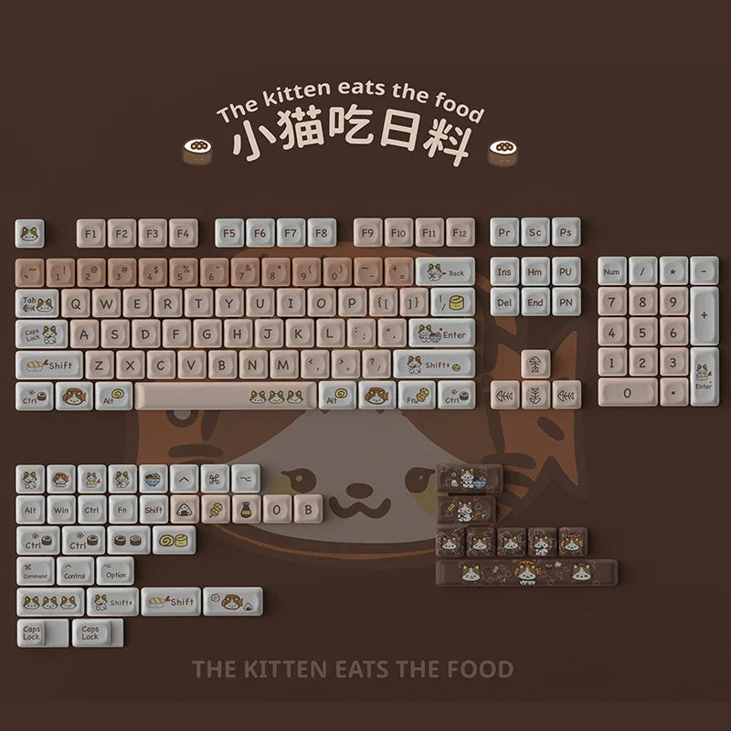 Keycap MOA Height Cartoon Cute PBT Hot Sublimation Suitable for Mechanical Keyboard 144 Keys
