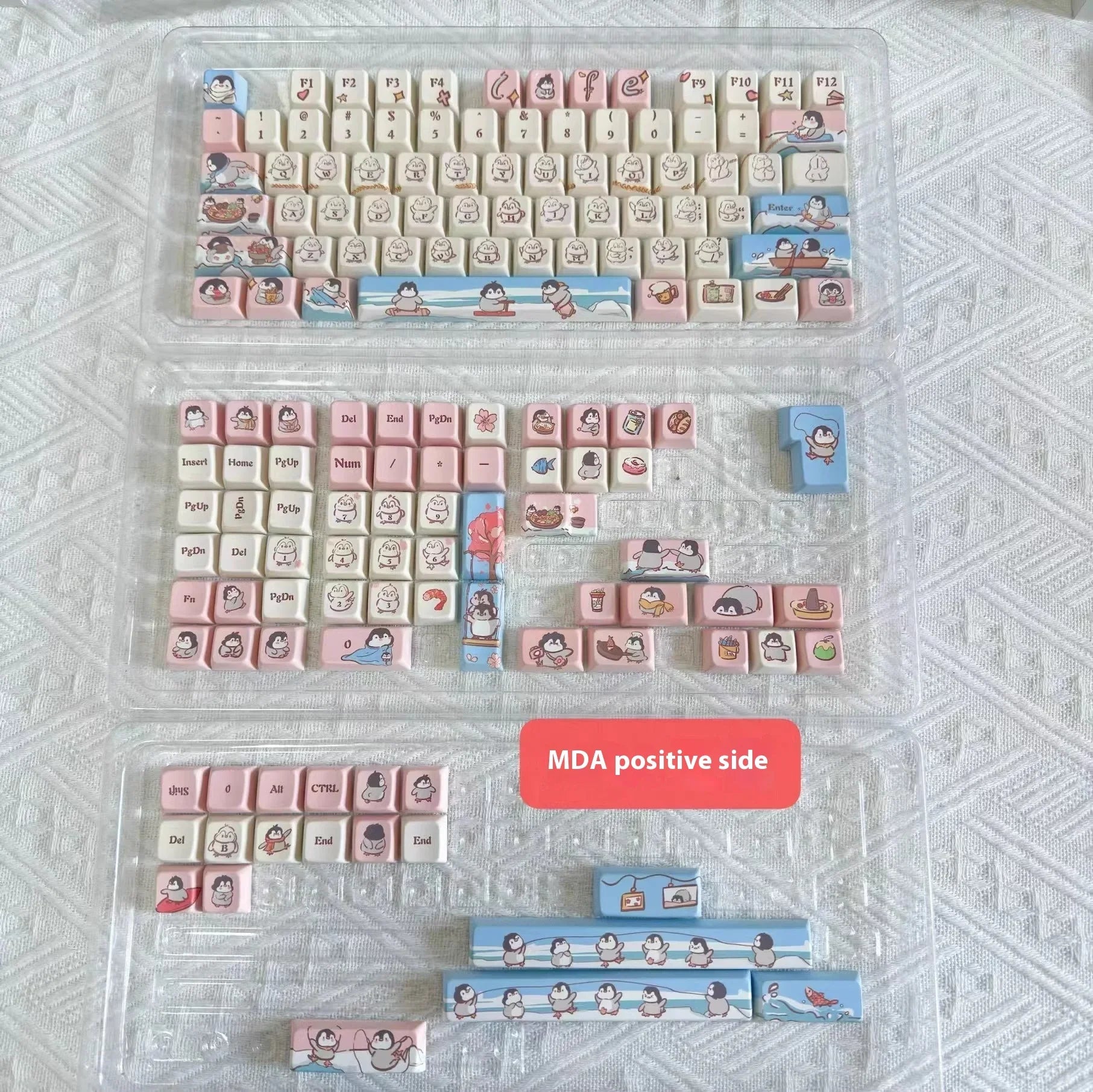 Raccoon/Penguin Keycap 148keys Cherry Side Printed Pbt  Sublimation Mechanical Keyboard Keycaps Customized Cute For Game Office
