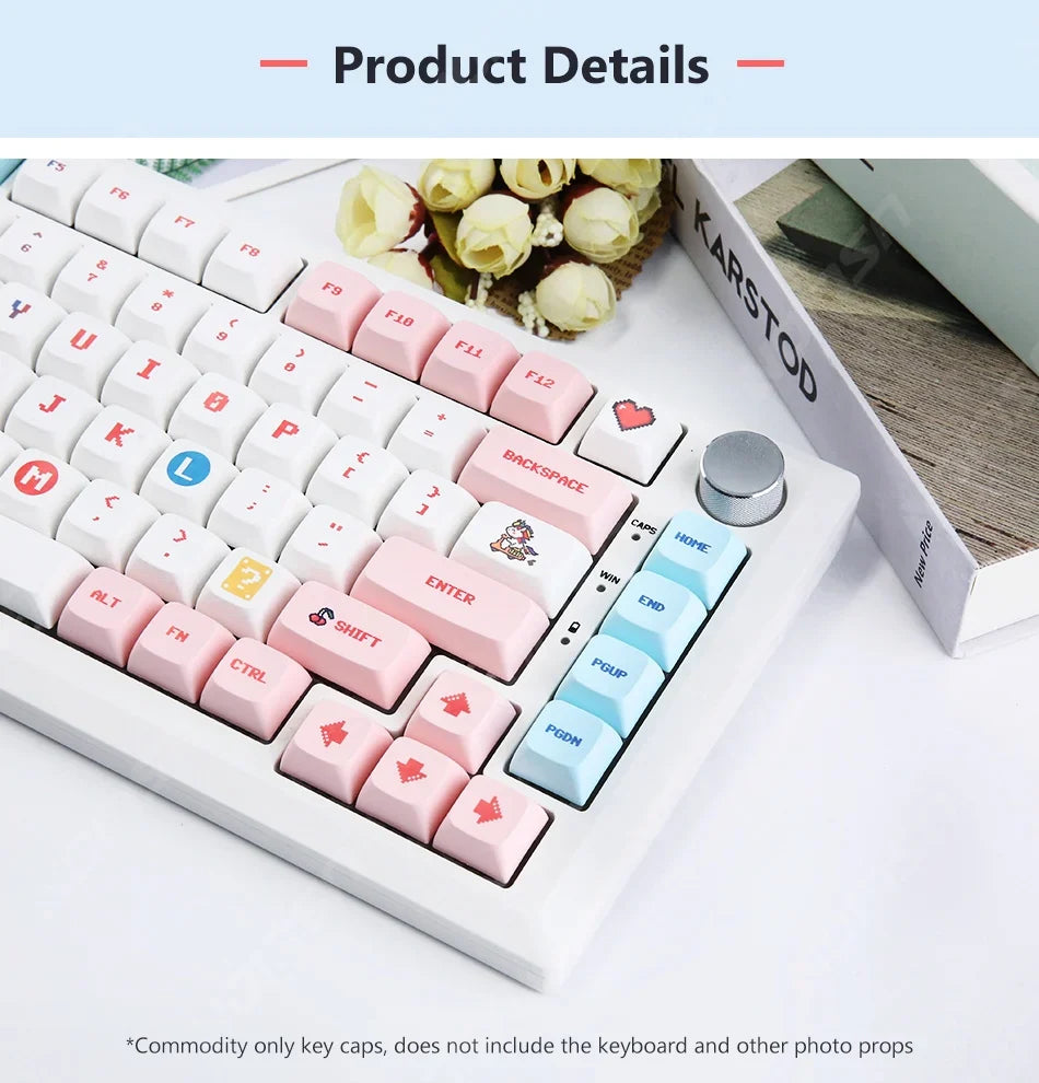 Candy Colorful 124 Keycaps XDA PBT Cartoon Keyboard Dye Sublimation for DIY Custom Mechanical Gaming Wear-Resistant Keycaps Kit