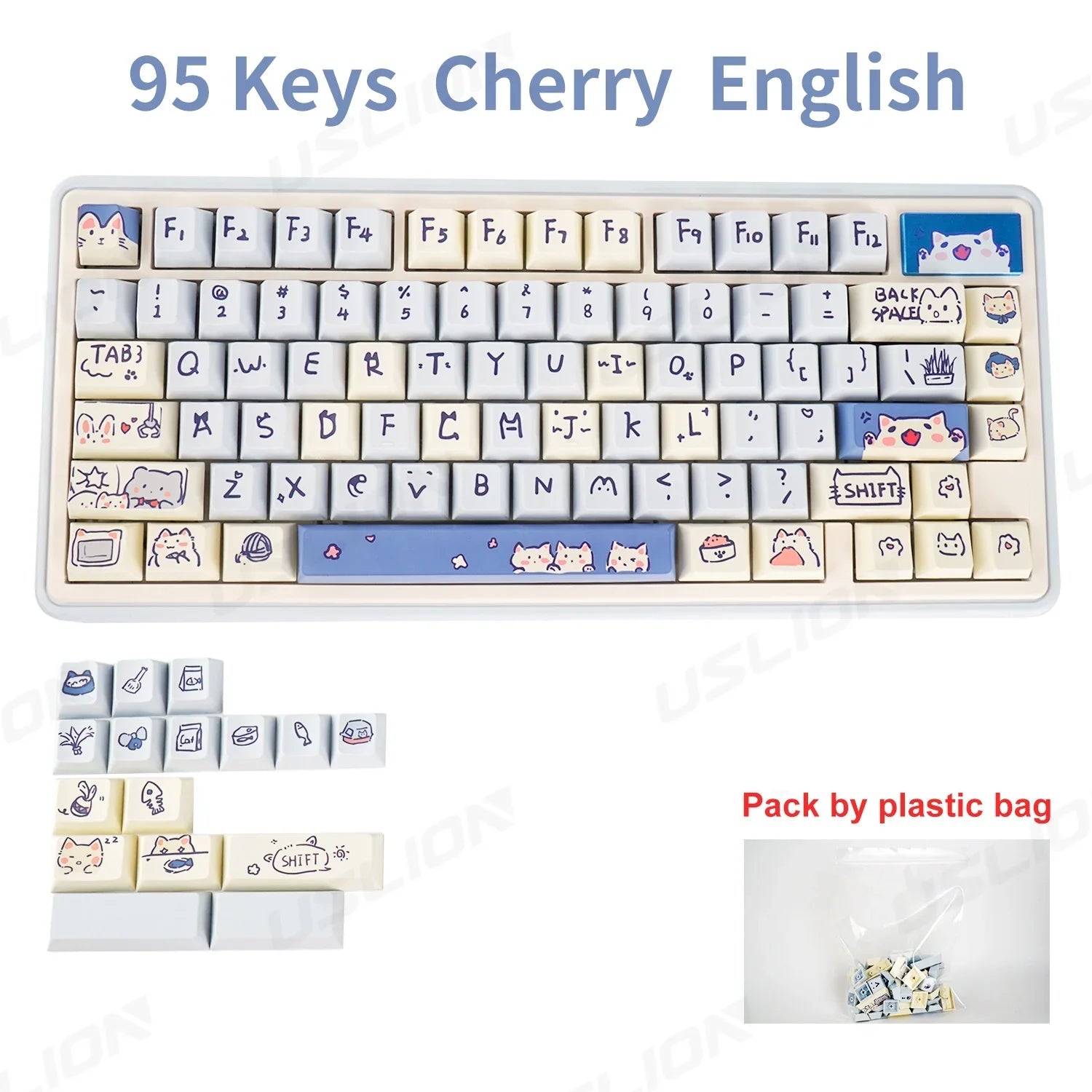 95 Keys Cherry Profile PBT Keycaps Love Letter Theme Key Caps for Gaming Mechanical Keyboard 61/64/68/75/84Keys GMK67 AULA F75