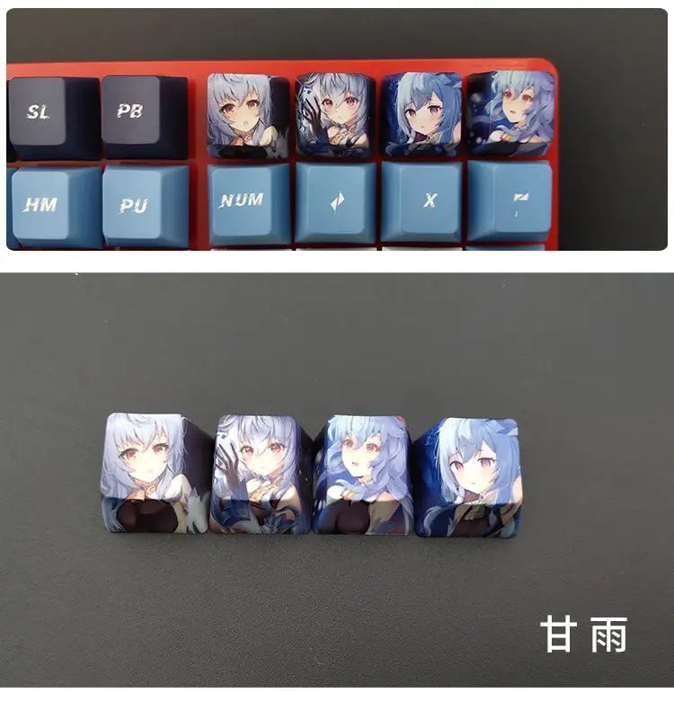 Cartoon Anime Genshin Impact Keycap zhongli Mechanical keyboard replacement key R4 PBT thermal sublimation Cherry OEM height