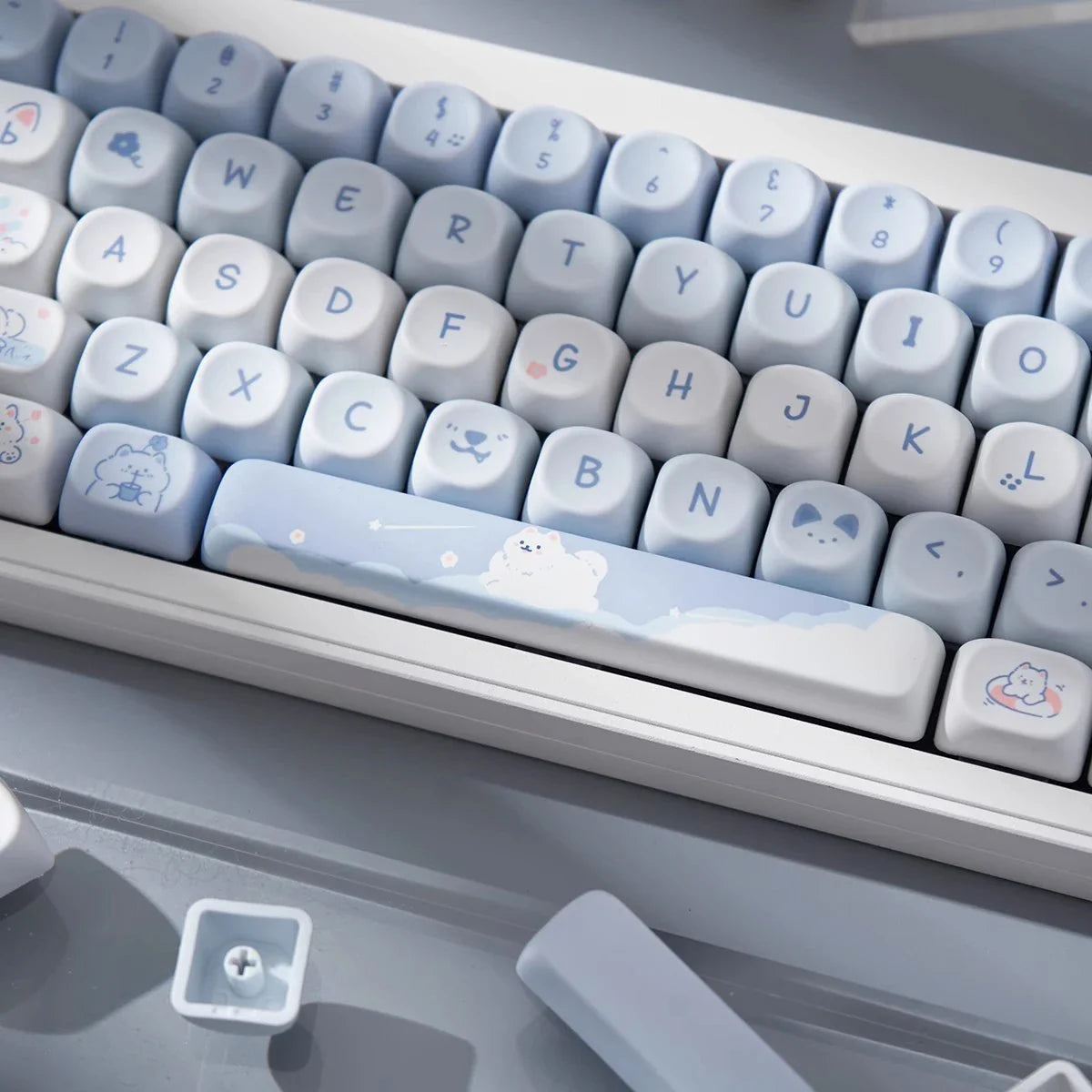 95Keys MOA Profile Keycaps Cartoon Dog Cat Theme PBT Key Caps for GMK67 GMK87 61/64/68/84/75/87 Keys Gaming Mechanical Keyboard