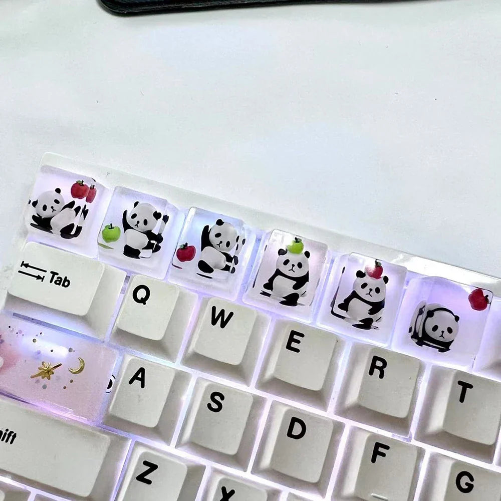 1Pcs Cute Panda Pattern Keycap Resin Handmade Decoration Personality Esc R4 OEM Cute key cap mold Keycap for Mechanical Keyboard