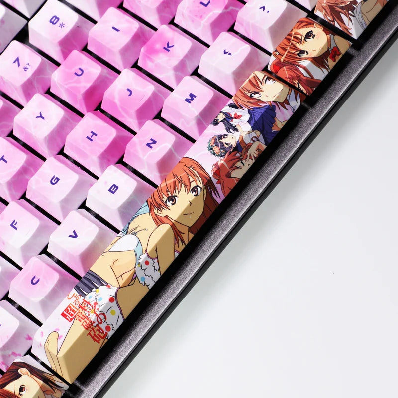 A Certain Scientific Railgun Keycaps PBT 108 Keys Mechanical Keyboard Keycaps Personality Misaka Mikoto Cartoon Anime Keycaps