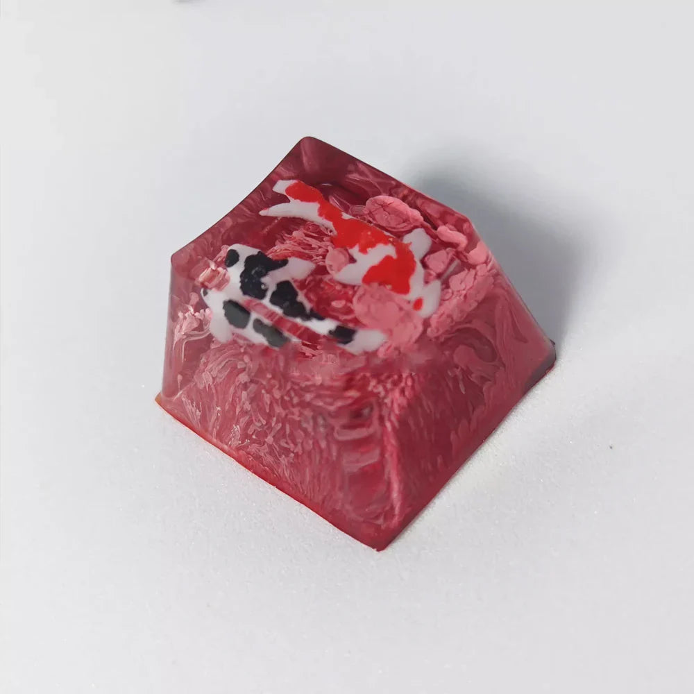 Handmade Keycaps Custom Scenery Koi 1U Resin Keycaps For Cherry Mx Switch Gamer Mechanical Backlit Keyboard Replace RGB Keycaps