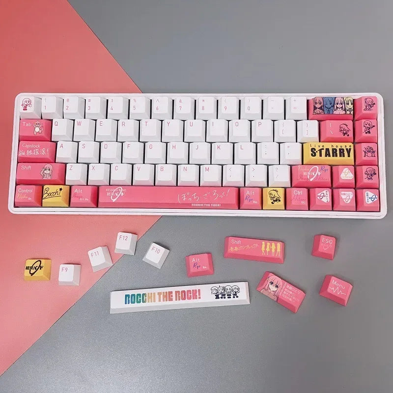 Keycaps Anime Hitori Gotoh 138 Keys PBT Dye Subbed Cartoon Gaming Key Caps BOCCHI THE ROCK Backlit Keycap for ANSI Layout
