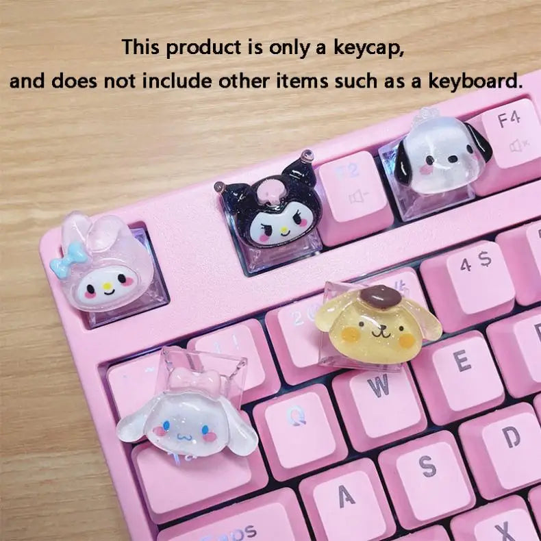 Kawaii Sanrio My Melody Cinnamoroll Kuromi Keycap Esc Base Transparent Cross Axis Mechanical Keyboard Keycaps Decorate Girl Gift