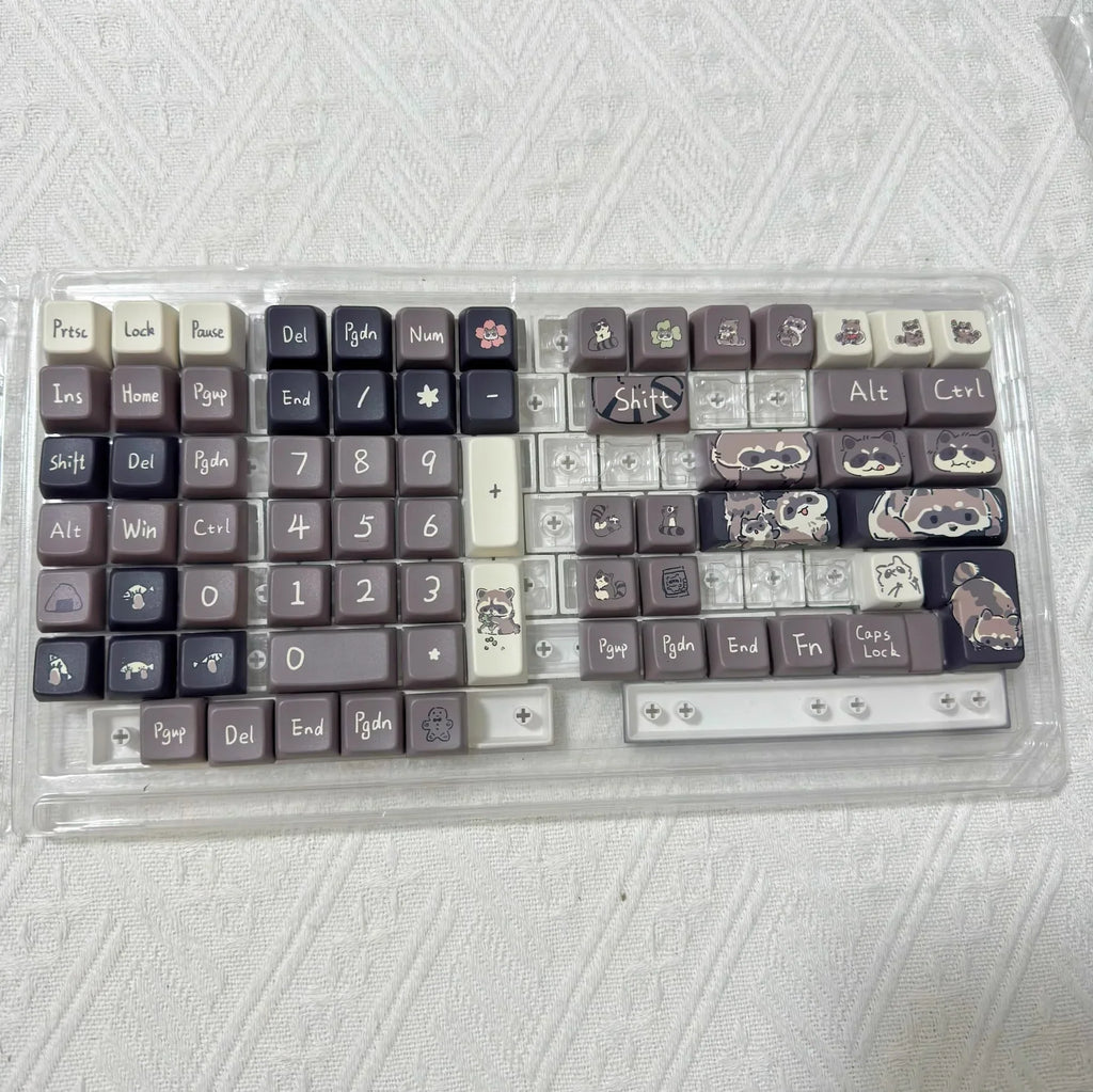 Raccoon/Penguin Keycap 148keys Cherry Side Printed Pbt  Sublimation Mechanical Keyboard Keycaps Customized Cute For Game Office