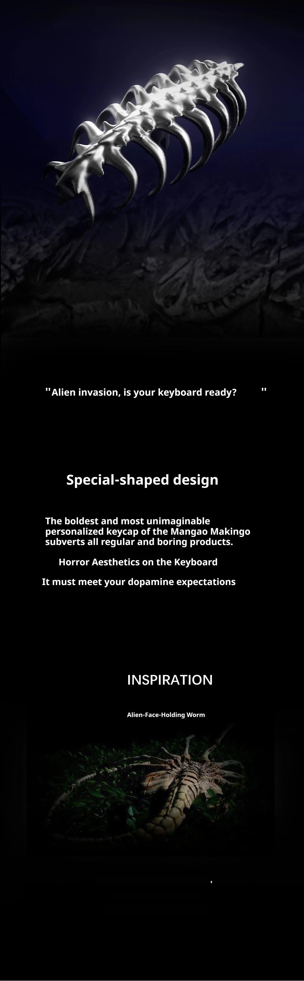 Alien Keycaps Face Bugs Customised Copper Alloy SHIFT Keys 2.25U Phillips Switch Handmade Gift Personalized Cool Facehugger