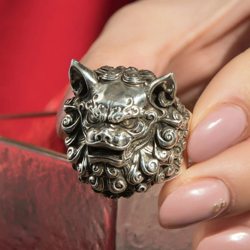 Retro Domineering Ethnic Style Fire-Breathing Dragon Ring Men\\'s Charm Open Ring Punk Motorcycle Rider Jewelry Accessories