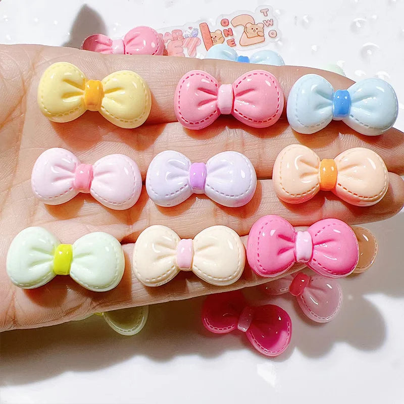 10pcs Colored Ribbon Resin Bow Nail Charm Parts 3D Nail Art Decoration Accessories Supplies for  DIY Manicure Design