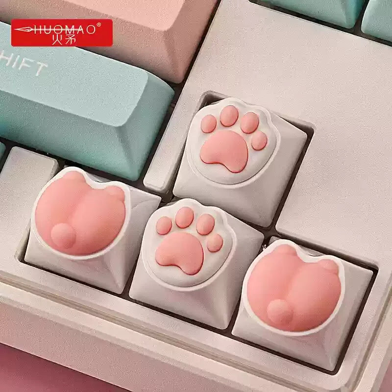 Cat Claw Keycaps Cute Simulation Feel Silicone Meat Pads Butt Corgi Fart Oem Height Girls Creative Single Mechanical Keyboard