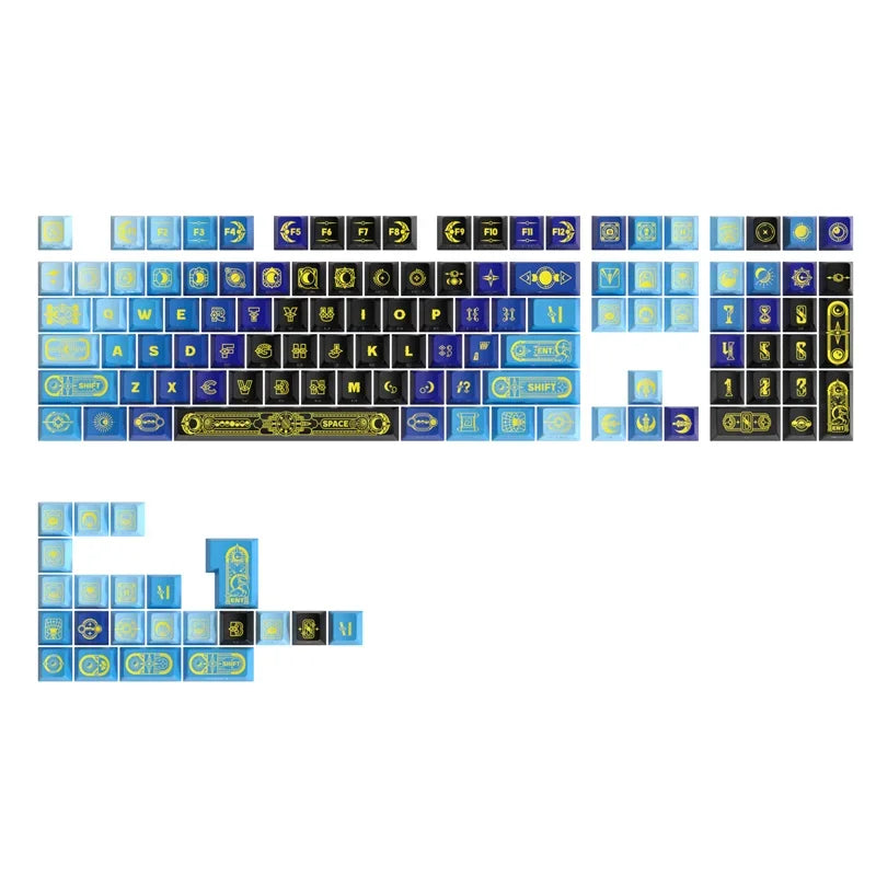 PIIFOX PBT OEM Thermal Sublimation Keyboard Keycaps 130 Keys Mirana Translucent Side  Customized Sculpture Accessories Esports