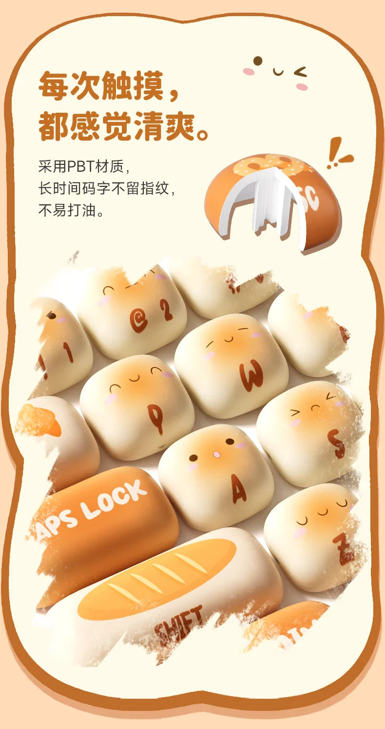 Akko Mog Moa Keycap Cute Thermal Pbt Sublimation Keycaps Mog Keycap Round Steamed Bun Mushroom Customizetion 138keys Keycap Gift
