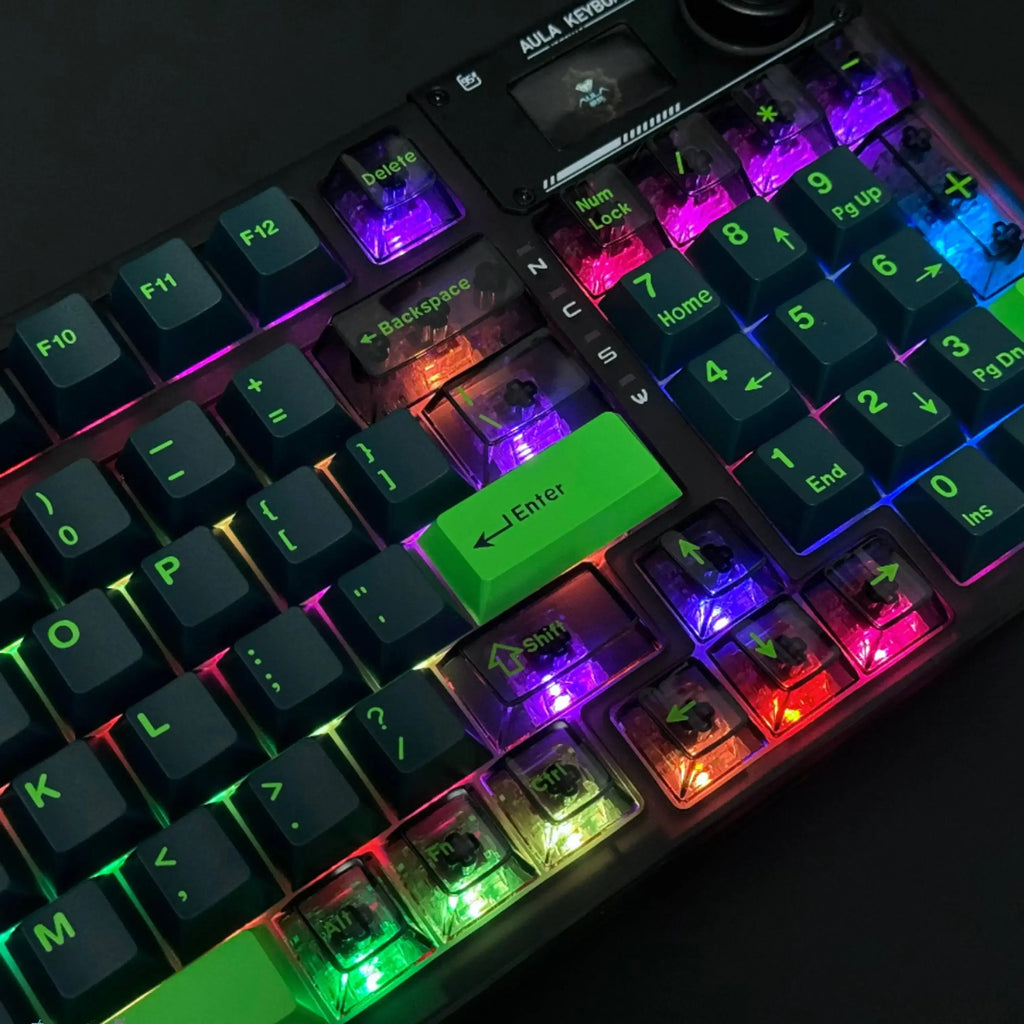 Cherry Profile Double Shot Keycaps 222 Keys ABS Keycaps Transparent PC Keycaps for Gateron MX Switches Mechanical Gamer Keyboard