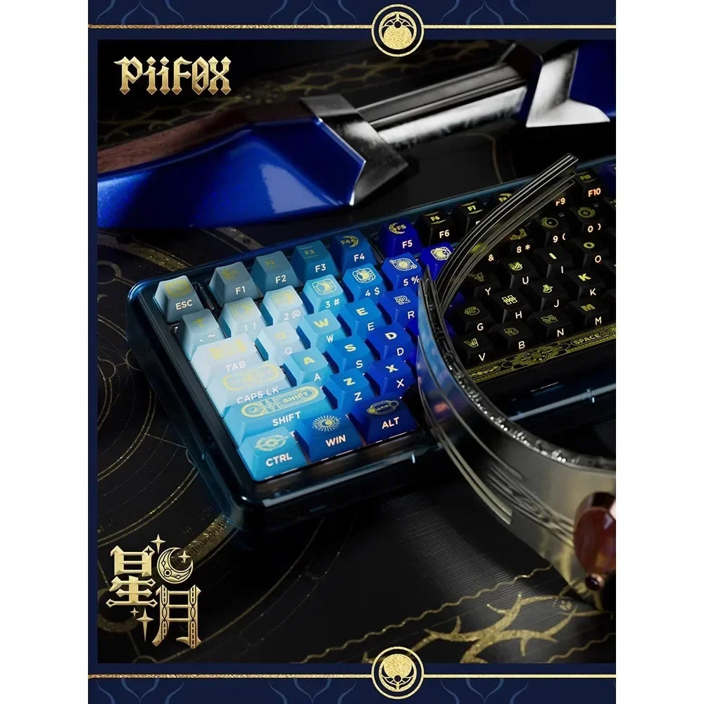 PIIFOX PBT OEM Thermal Sublimation Keyboard Keycaps 130 Keys Mirana Translucent Side  Customized Sculpture Accessories Esports