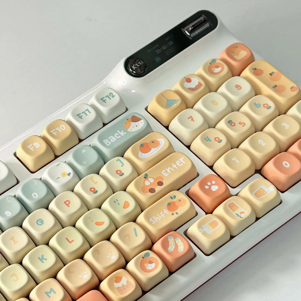 Orange Soda Keycap 131 Keys XOA Profile PBT Five-sided Heat Sublimation Customized Keycaps for Mechanical Keyboard Cute Key Caps