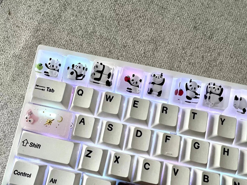 1Pcs Cute Panda Pattern Keycap Resin Handmade Decoration Personality Esc R4 OEM Cute key cap mold Keycap for Mechanical Keyboard