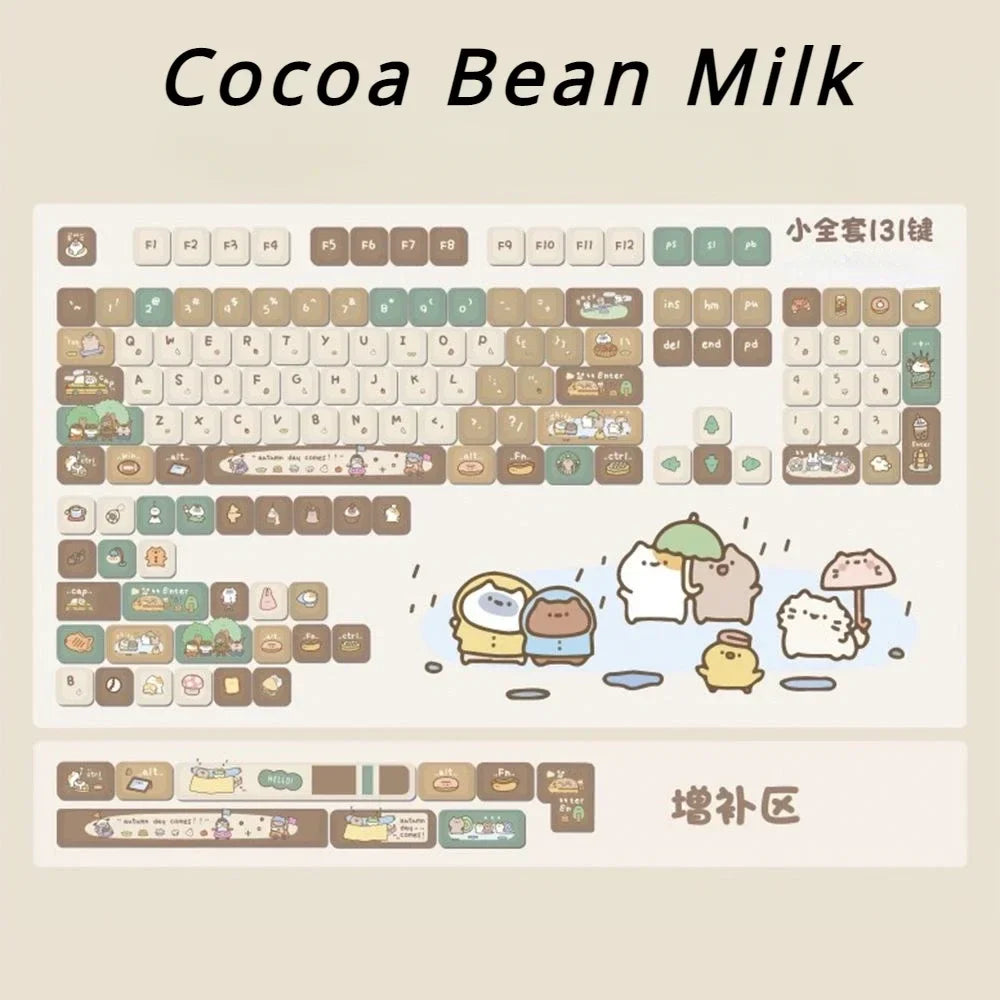 Cute Keycap Cocoa Bean Milk PBT Five-Sided Sublimation XOA Personalized Ball Cap DIY Mechanical Keyboard Keycaps Keycap Set