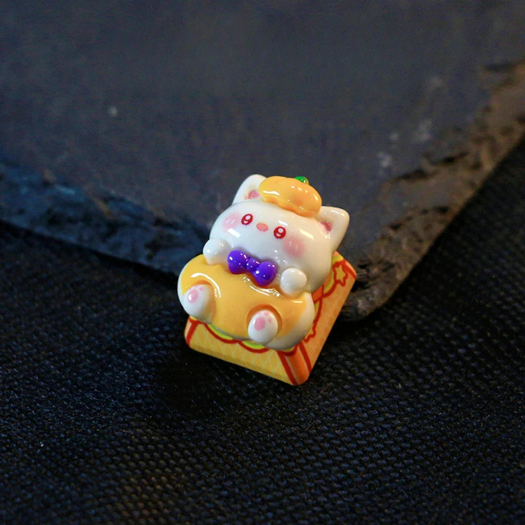 Halloween Personalized Keycaps Resin 3D Handmade Cat Pumpkin Keycap Kwaii Customized Mechanical Keyboard Christmas Decoration