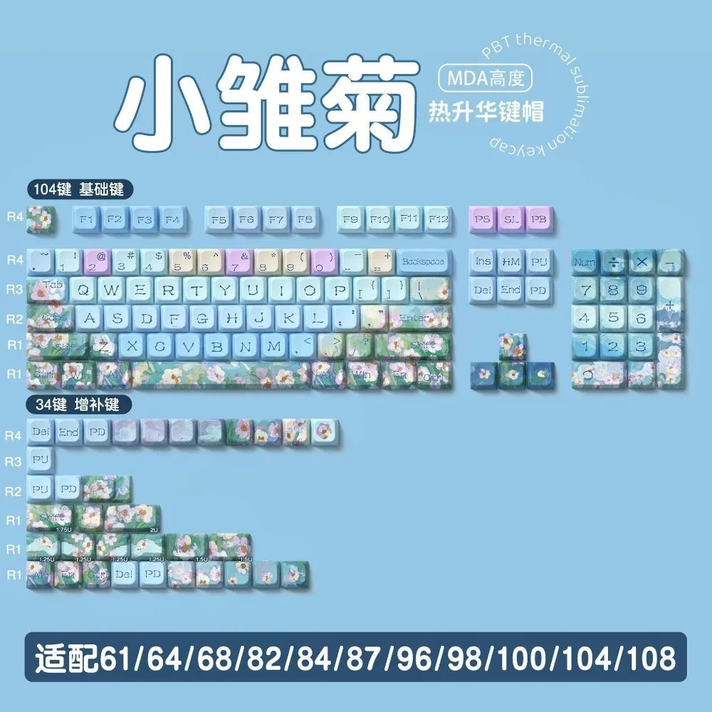 MDA Cartoon Personalized Keycap Set PBT Large Set Creative for MX Switch 60/84/90/104/108 Gaming Mechanical Keyboards