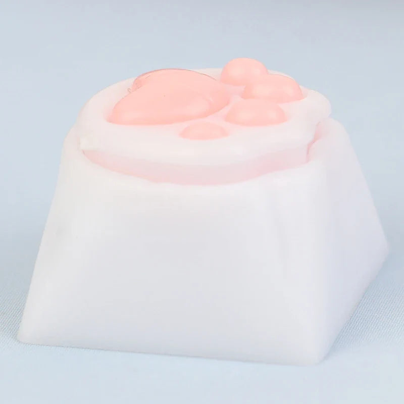 Cute Cat Paw Keycaps For Mechanical Keyboard For Cherry MX Switch DIY Custom Key Cap Soft Silicone Keycup Artisan Pink Color