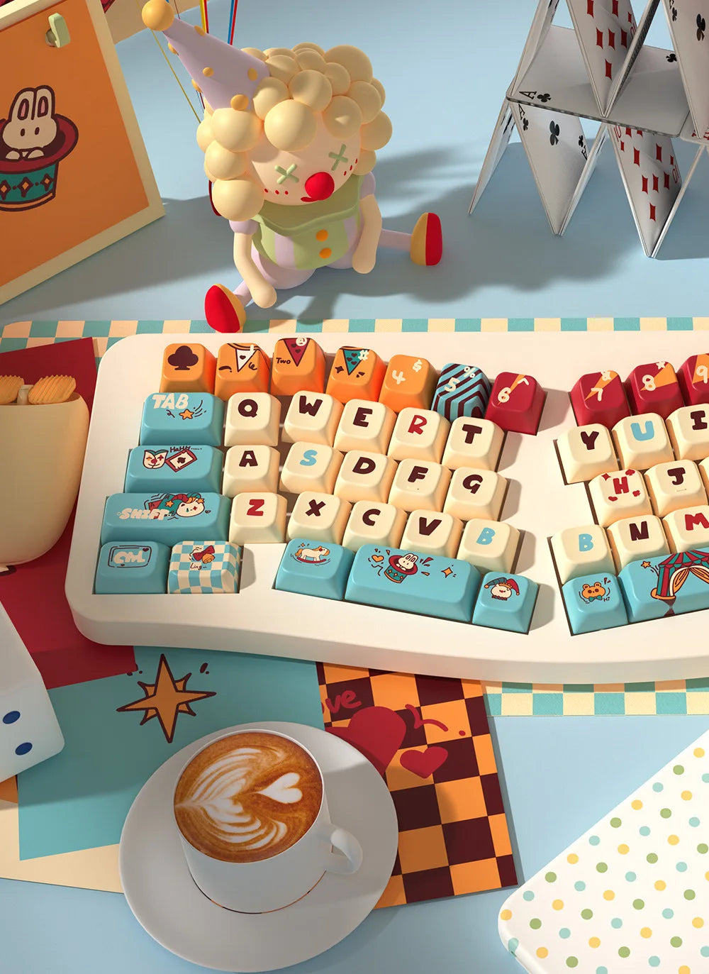 Cat Circus Original Keycaps Personalized Customization Pbt Thermal Sublimation Mechanical Keycaps Festival Gift